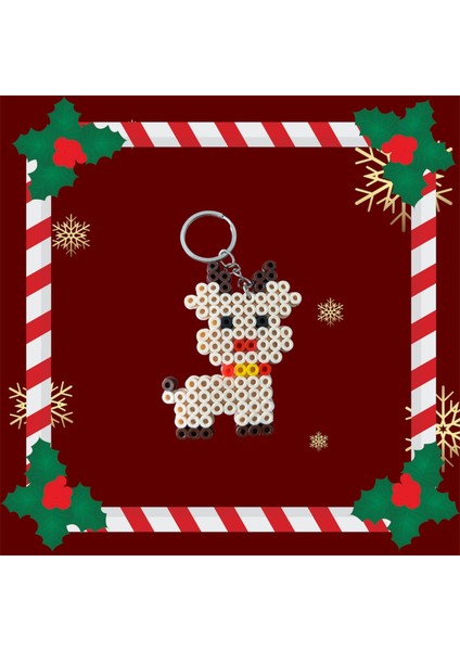 Yılbaşı Temalı Pixcel Geyik Anahtarlık
