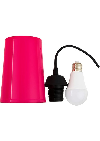 Renk Seçenekli E27 Duylu Ağaç Feneri ( 1 (Fener) + 1 (Duy + Kablo) + 1 (10W Led-Ampul 6500K)