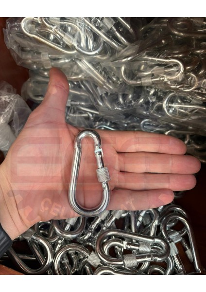 Vidalı Karabina 8 mm Yaylı Kanca Galvanizli Olta Dağcılık Kamp Malzemeleri Salıncak Anahtar 5 Adet fiyatları