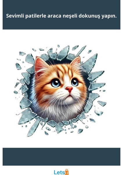 3D Kedi Yüzü Tasarımlı Eğlenceli Araç Stickerı fiyatları