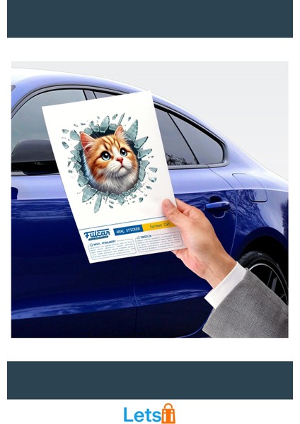 3D Kedi Yüzü Tasarımlı Eğlenceli Araç Stickerı modelleri