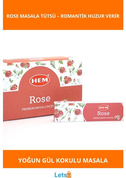 Doğal Gül Esanslı Universal Rose Masala Tütsü 12 Paket