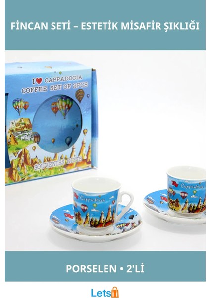 Yöresel Tasarımlı Porselen Ikili Fincan Seti 2 Adet