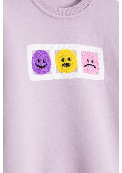 Lila Gülenyüz Nakışlı Şardonlu Kız Çocuk Eşofman Takımı 23358 fiyatları