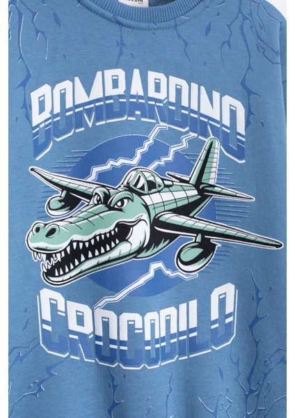 Mavi Erkek Çocuk Yazılı Karakter Baskılı Şardonlu Eşofman Takımı 23288 fiyatları