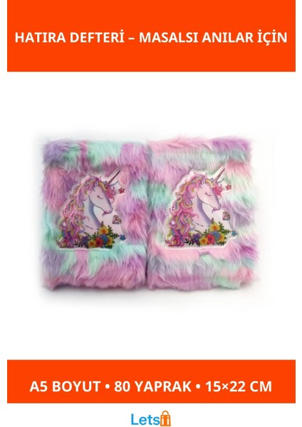 Çiçekli Unicorn Tasarımlı Peluş Hatıra Defteri A5 80 Yaprak