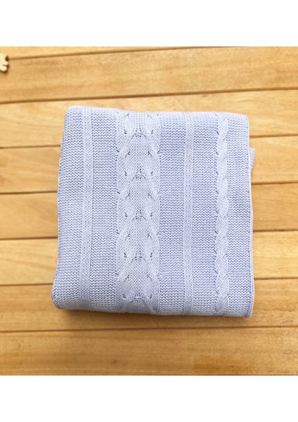 Triko Tek Kat Bebek Battaniye Bebe Mavi 80×100 Cm-Zincir Desenli fiyatları