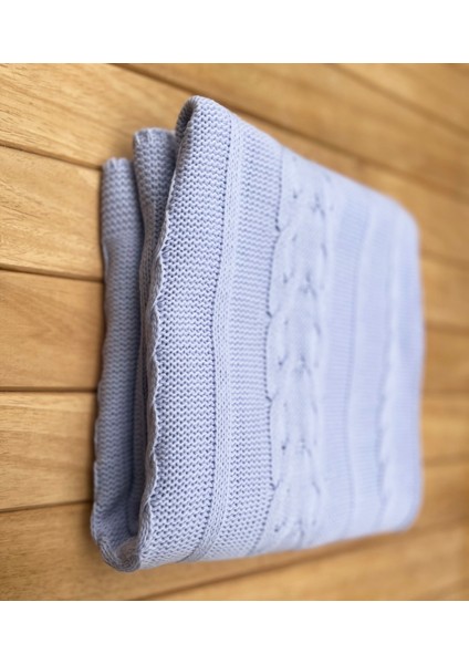 Triko Tek Kat Bebek Battaniye Bebe Mavi 80×100 Cm-Zincir Desenli modelleri