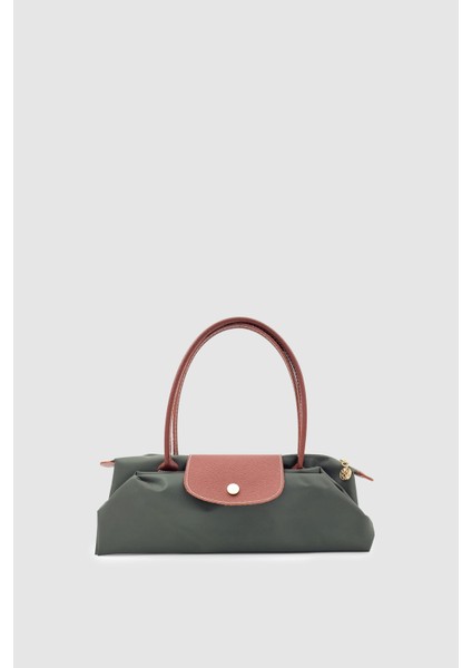 Liros Çıtçıt Kapak ve Fermuar Kapamalı Katlanabilir Büyük Boy Tote Omuz Çantası Haki-Taba fiyatları