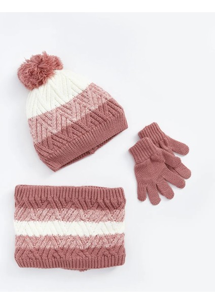 Lcw Baby Karışık Renk Bloklu Kız Bebek Bere Eldiven ve Boyunluk 3'lü Takım fiyatları