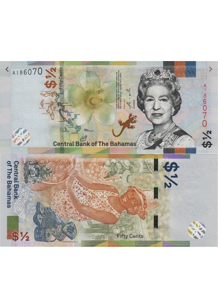 Bahamalar 50 Cent 2019 Kraliçe Iı. Elizabeth. 12 Dolar. Çil