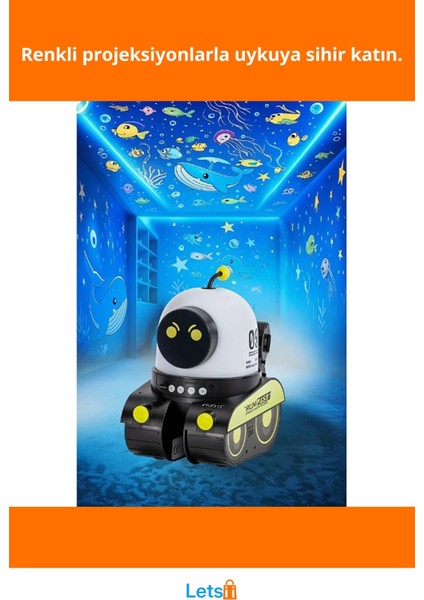 Robot Tasarımlı Eğlenceli Projektör Gece Lambası 21 Farklı 3D Projeksiyon fiyatları