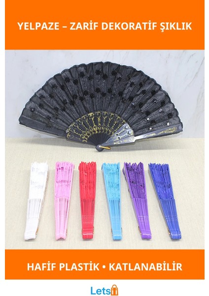 Hafif Katlanabilir Plastik Yelpaze Şık Tasarım 1 Adet