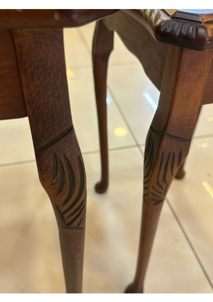 Antika Gül Ağacı 3'lü Zigon Sehpa El Oyması