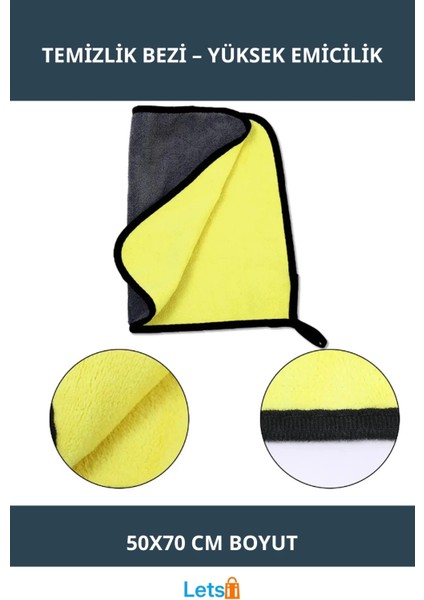 Yünlü Mikrofiber Yüksek Emicilikte Araba Temizlik Bezi 50X70 cm