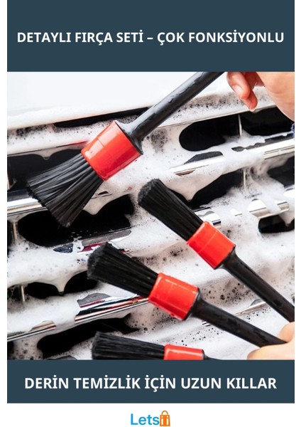 Derin Temizlik Için Uzun Kıllı Araba Detaylı Fırça Takımı