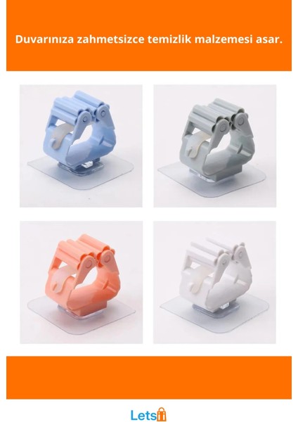 Duvara Monte Dayanıklı Plastik Mop Paspas Tutucu 4 Adet fiyatları