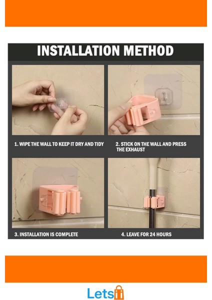 Duvara Monte Dayanıklı Plastik Mop Paspas Tutucu 4 Adet fırsatları