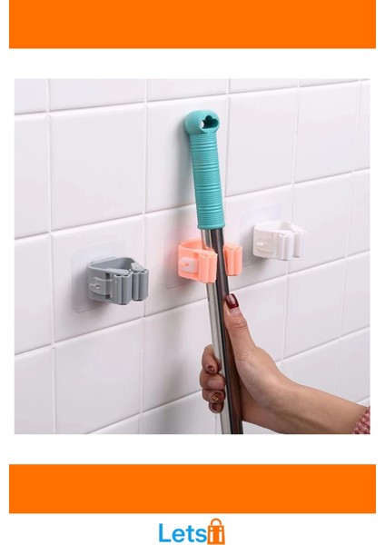 Duvara Monte Dayanıklı Plastik Mop Paspas Tutucu 4 Adet indirimleri