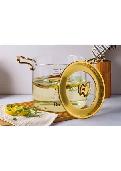 Logan Gold Kapaklı 4 Lü Cam Tencere Seti modelleri