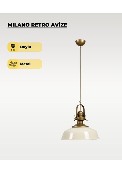 Milano Retro Avize Beyaz / Metal - E27 Duylu