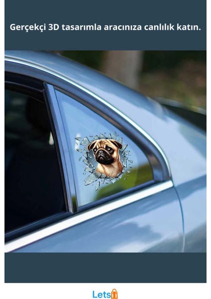 3D French Bulldog Araç Stickerı Eğlenceli Tasarım fiyatları