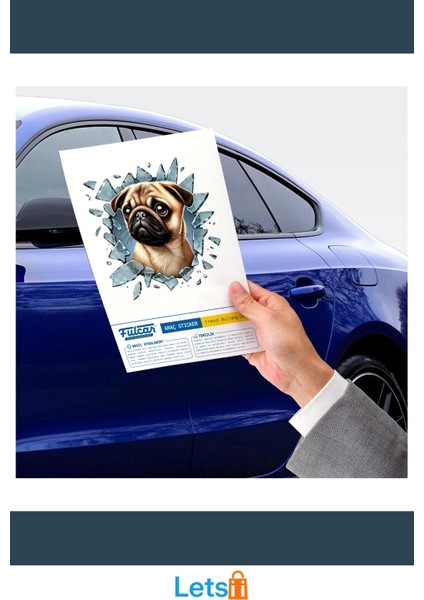 3D French Bulldog Araç Stickerı Eğlenceli Tasarım modelleri