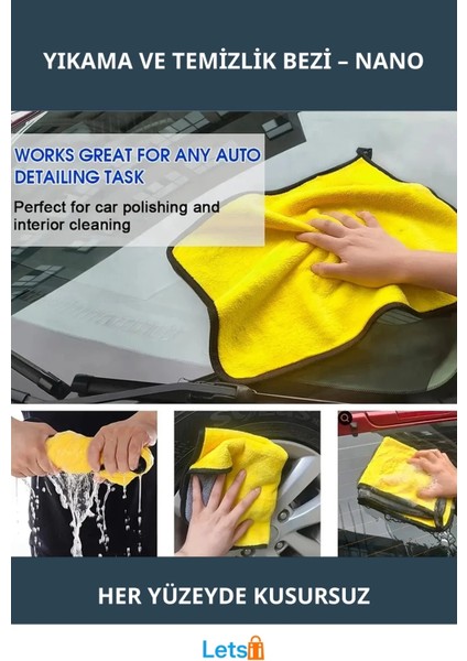 Yünlü Nano Teknoloji Hassas Araba Yıkama ve Temizlik Bezi 30X30 cm