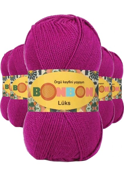 5 Adet Lüks Patik Ipi Yünü Fuşya 98403