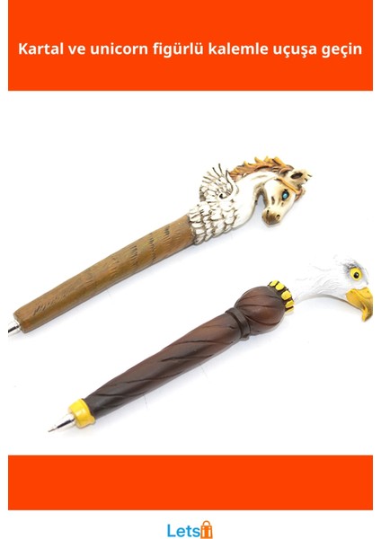 Kartal ve Unicorn Temalı Polyester Tükenmez Kalem fiyatları