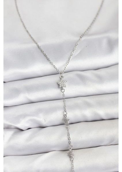 316L Çelik Zincir Gümüş Renkli Yıldız Model Kadın Y Kolye