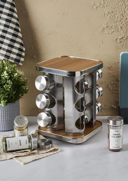 Casa Wood Baharatlık Takımı - Döner Stantlı, Kare fırsatları