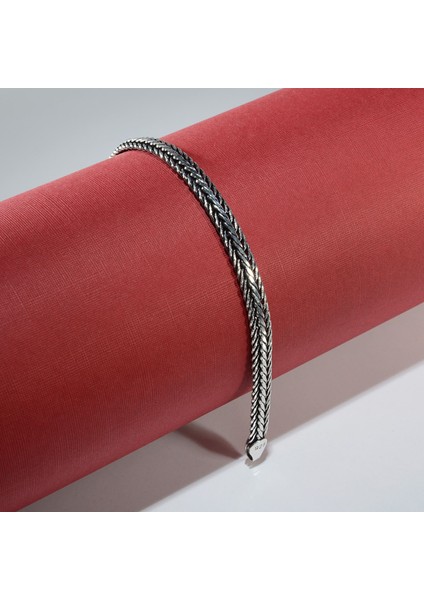 4n Balıksırtı Tilki Kuyruğu Gümüş Bileklik