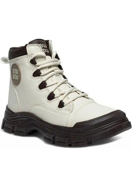 (Conpax) Fermuarlı&bağcıklı Termo Kaymaz Taban Günlük Kadın Bot Krem modelleri