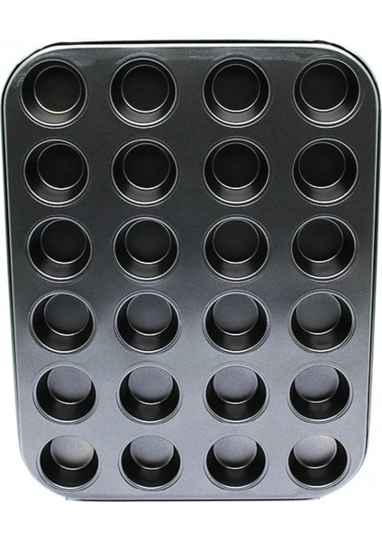 24 Gözlü Metal - Siyah Muffın Kek Kalıbı (K95)