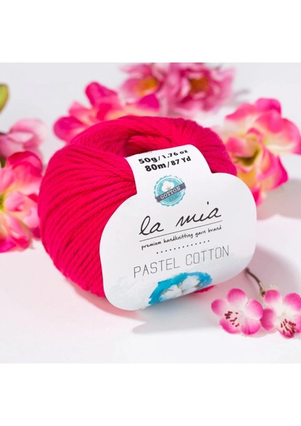 La Mia Pastel Cotton Fuşya El Örgü İpi - L058 - 33613