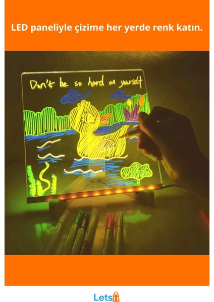 LED Aydınlatmalı Tahta Yazı ve Çizim 20X20 cm Küçük Boy fiyatları