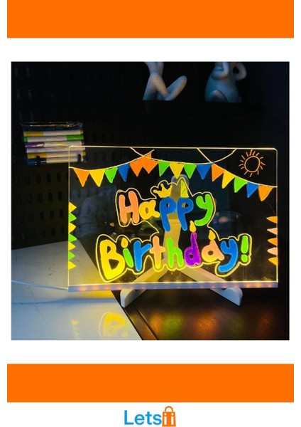 LED Aydınlatmalı Tahta Yazı ve Çizim 20X20 cm Küçük Boy modelleri