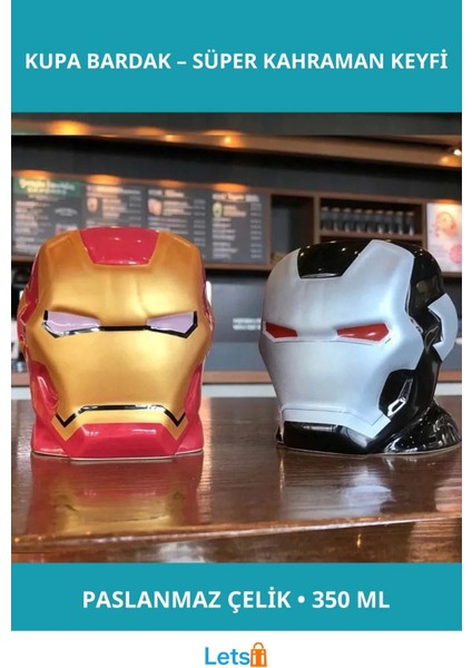Demir Adam Temalı Paslanmaz Çelik Kupa Bardak