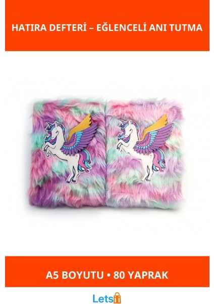 Unicorn Tasarımlı Peluş Hatıra Defteri A5 80 Yaprak Renkli