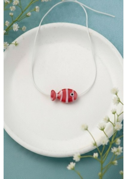 El Yapımı Porselen Kırmızı Balık Figürlü Kadın Kolye fiyatları
