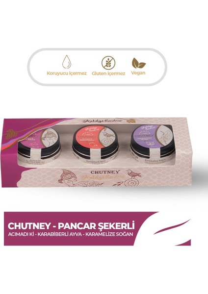 Eşlikçi Chutney 3’lü Set – Pancar Şekerli | Antalya Reçelcisi