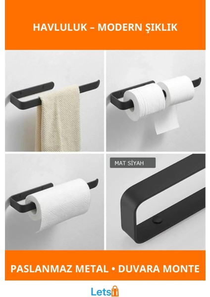 Dayanıklı Paslanmaz Metal Mat Siyah Havluluk