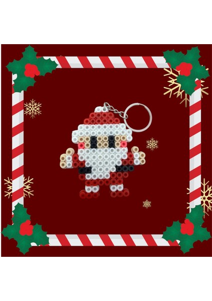 Yılbaşı Temalı Pixcel Noel Baba Anahtarlık