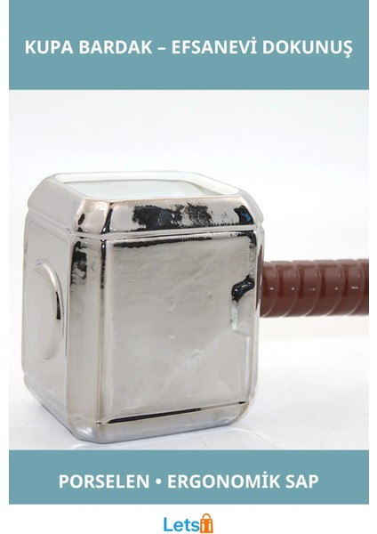 Porselen Thor Mjolnir Tasarımlı Çekici Kupa Bardak