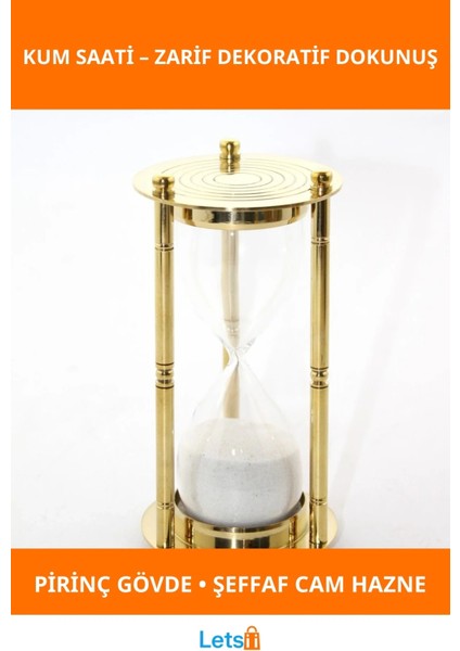 Şık Pirinç Kum Saati Zarif Cam Çerçeve ile Masaüstü Dekoru