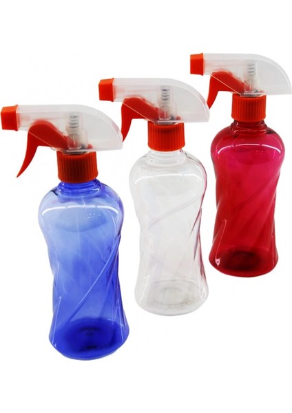 350ML Renkli Şeffaf Uzun - Plastik - Burgulu Boş Sprey Püskürtücü Şişe (K95)