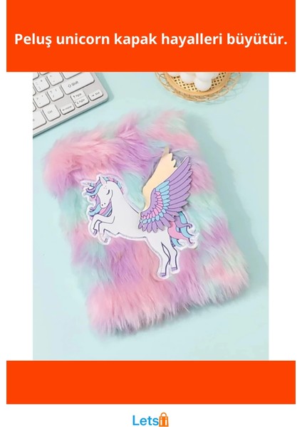 Unicorn Tasarımlı Peluş Hatıra Defteri A5 80 Yaprak Renkli fiyatları
