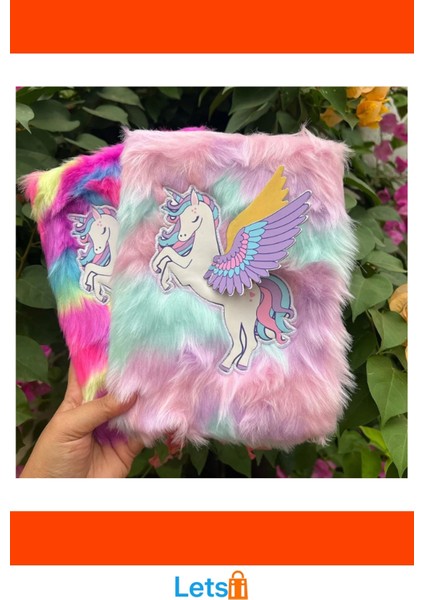 Unicorn Tasarımlı Peluş Hatıra Defteri A5 80 Yaprak Renkli modelleri
