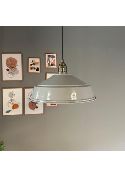 Carmelo Gri Renk Asaletli Tekli Avize Lale Başlık Sarkıt Lamba Salon Aydınlatma
